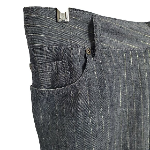 Wet Seal Size 13 Pants Stripe Linen Blend Trousers Lurex Gold Low Rise Wide Leg - Picture 5 of 9